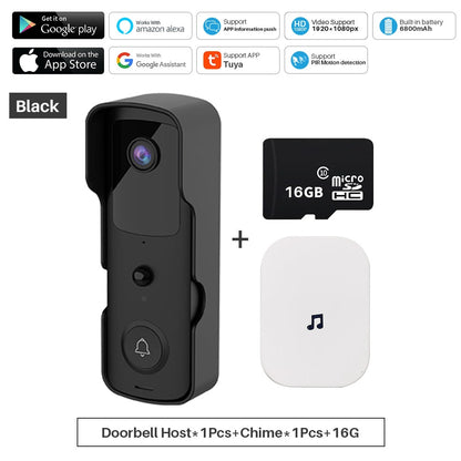 Smart Video Deurbel, Wifi 1080P Video, Intercom, Camera