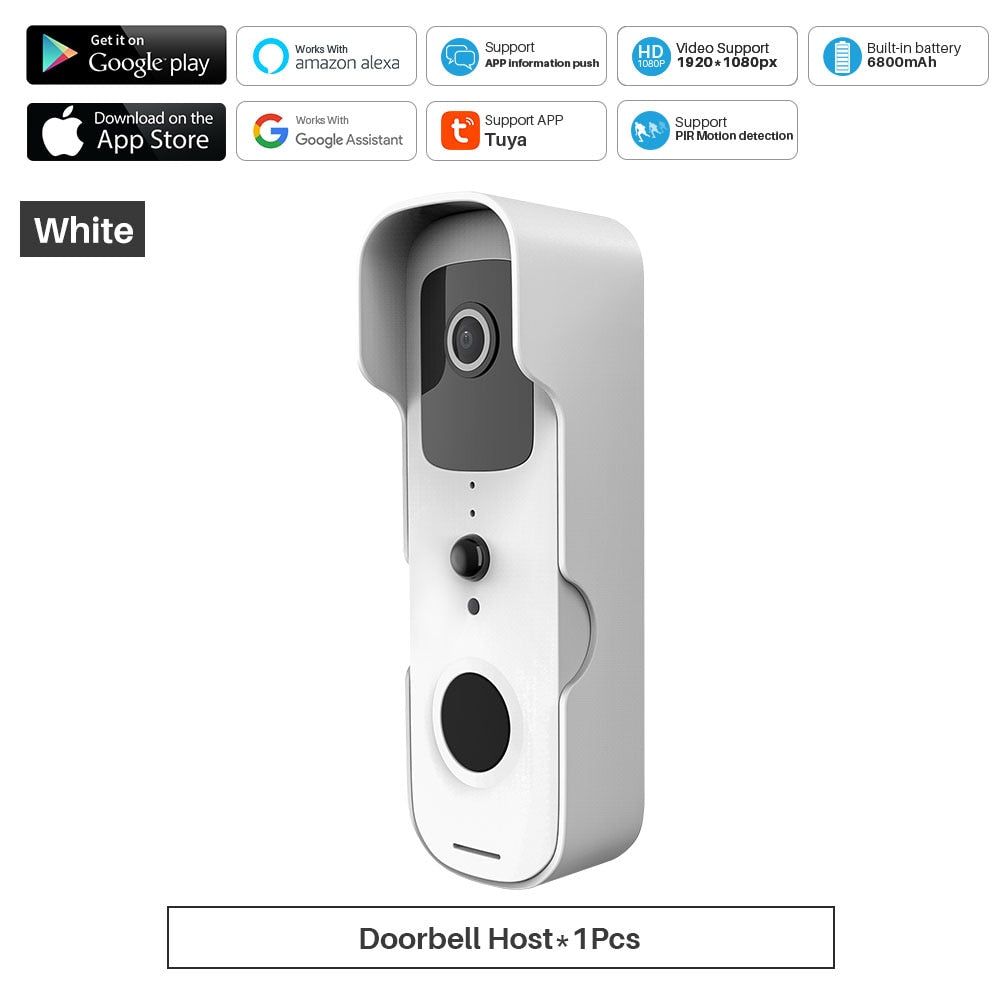 Smart Video Deurbel, Wifi 1080P Video, Intercom, Camera