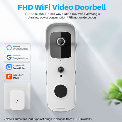 Smart Video Deurbel, Wifi 1080P Video, Intercom, Camera