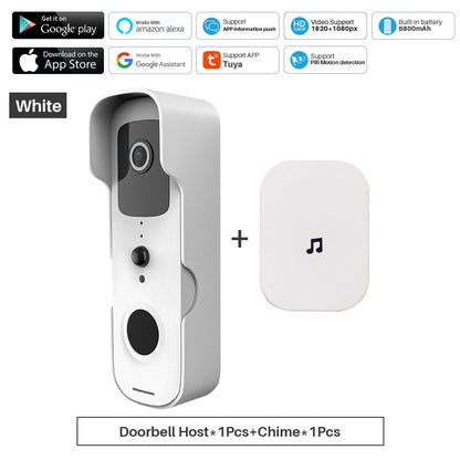 Smart Video Deurbel, Wifi 1080P Video, Intercom, Camera