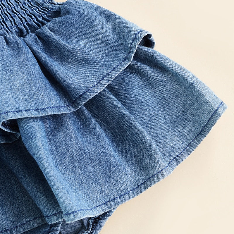 Meisjes Denim Jurkje Met Een Romper