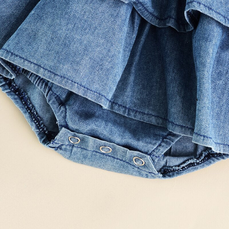 Meisjes Denim Jurkje Met Een Romper