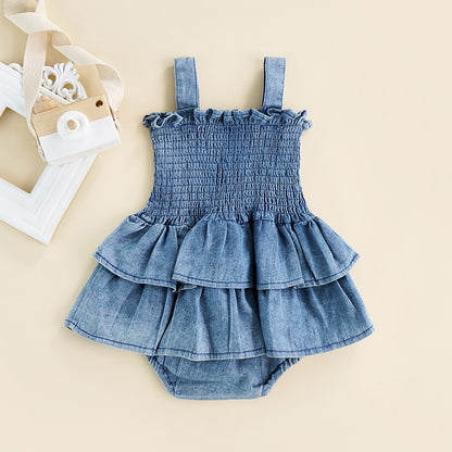 Meisjes Denim Jurkje Met Een Romper