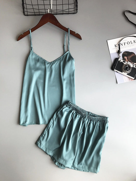 Zijde Pyjama Set Hemdje + Shorts